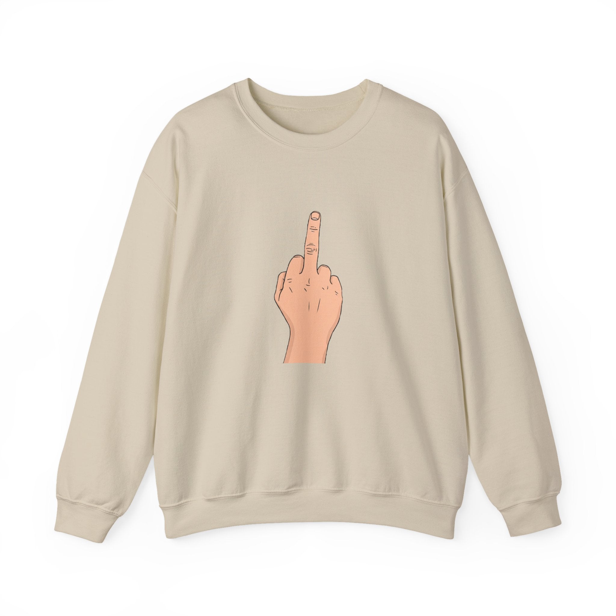 Crewneck Sweatshirt —  Middle Finger Graphic with "ICE" Text, Edgy Streetwear Pullover
