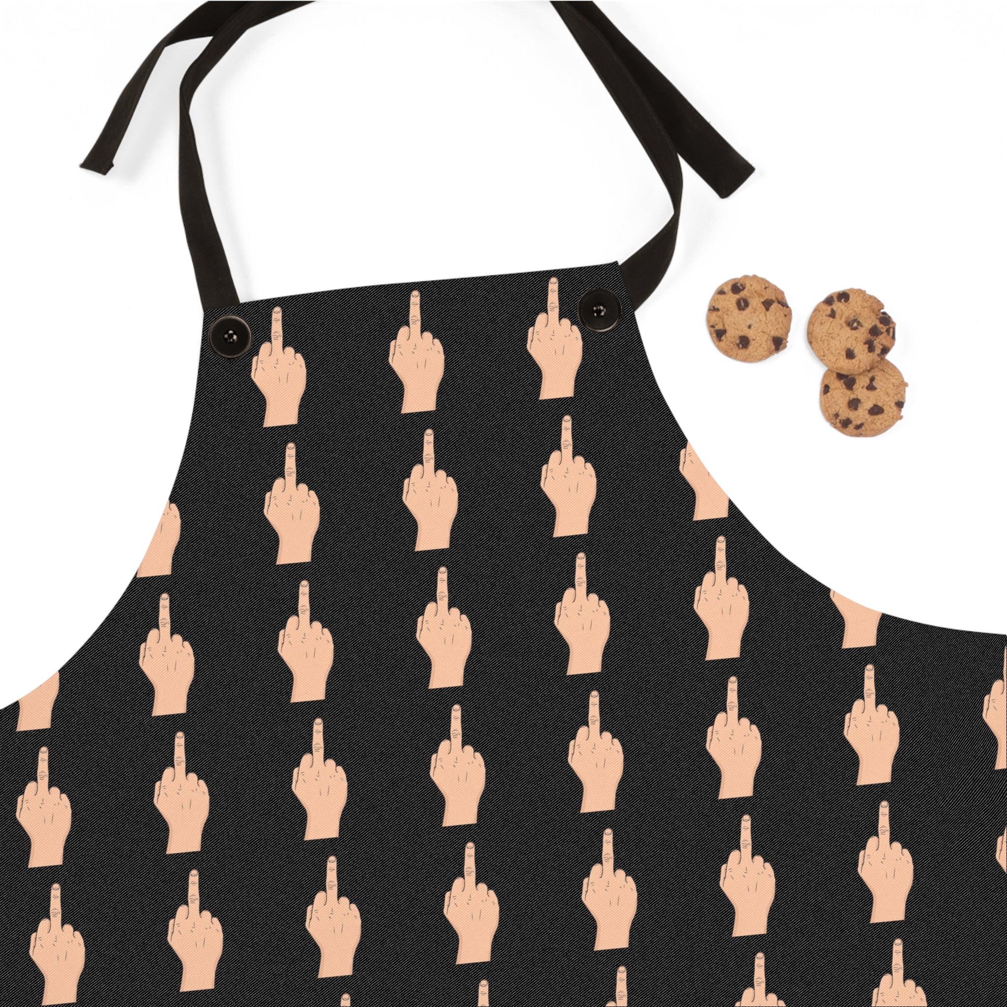 Apron — Bold Middle Finger Pattern Kitchen Apron (Statement, Funny Chef Gift)