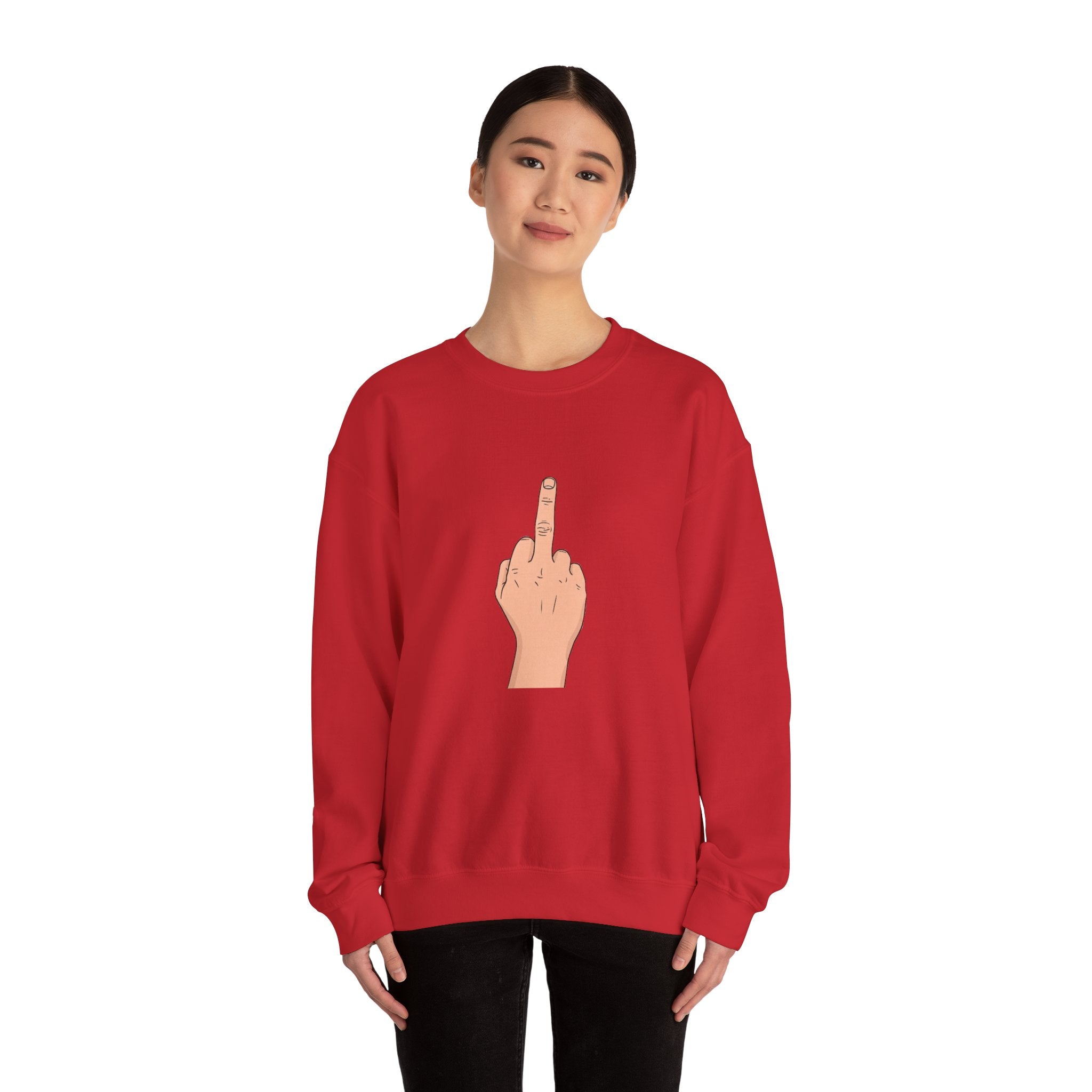 Crewneck Sweatshirt —  Middle Finger Graphic with "ICE" Text, Edgy Streetwear Pullover