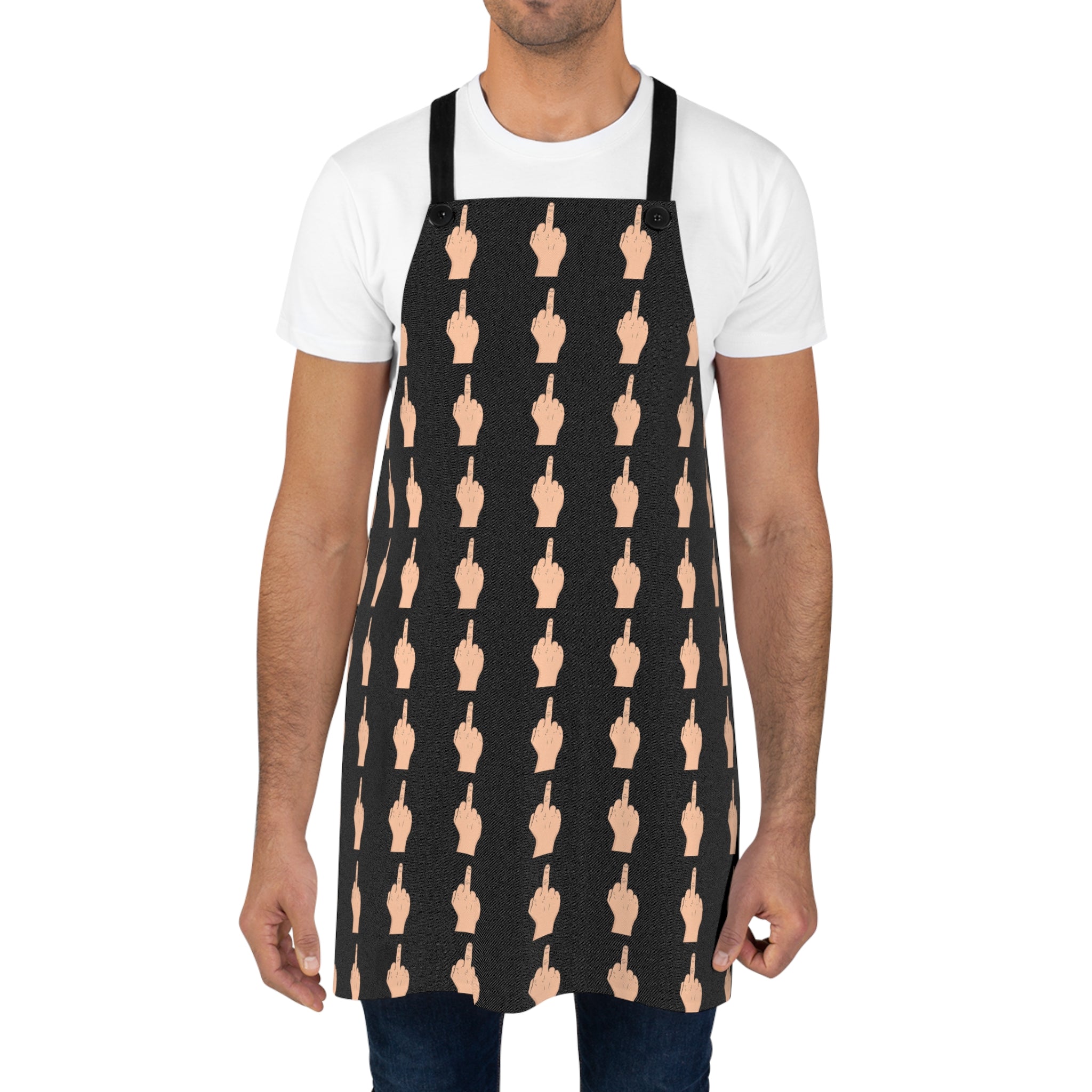 Apron — Bold Middle Finger Pattern Kitchen Apron (Statement, Funny Chef Gift)