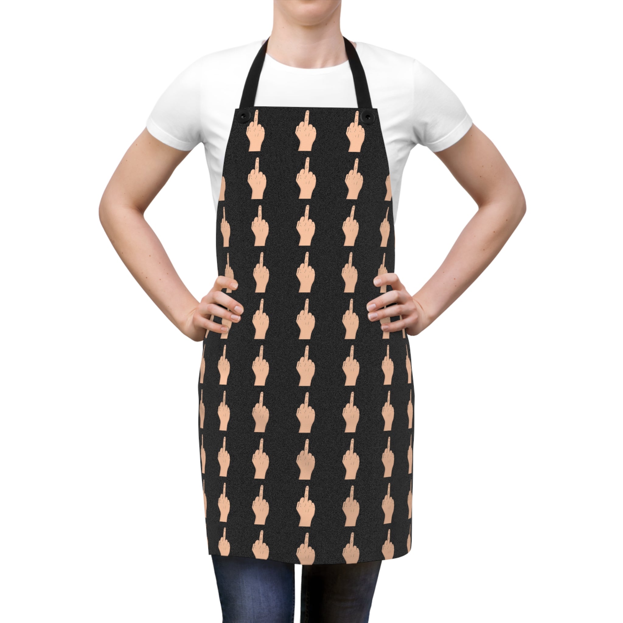 Apron — Bold Middle Finger Pattern Kitchen Apron (Statement, Funny Chef Gift)