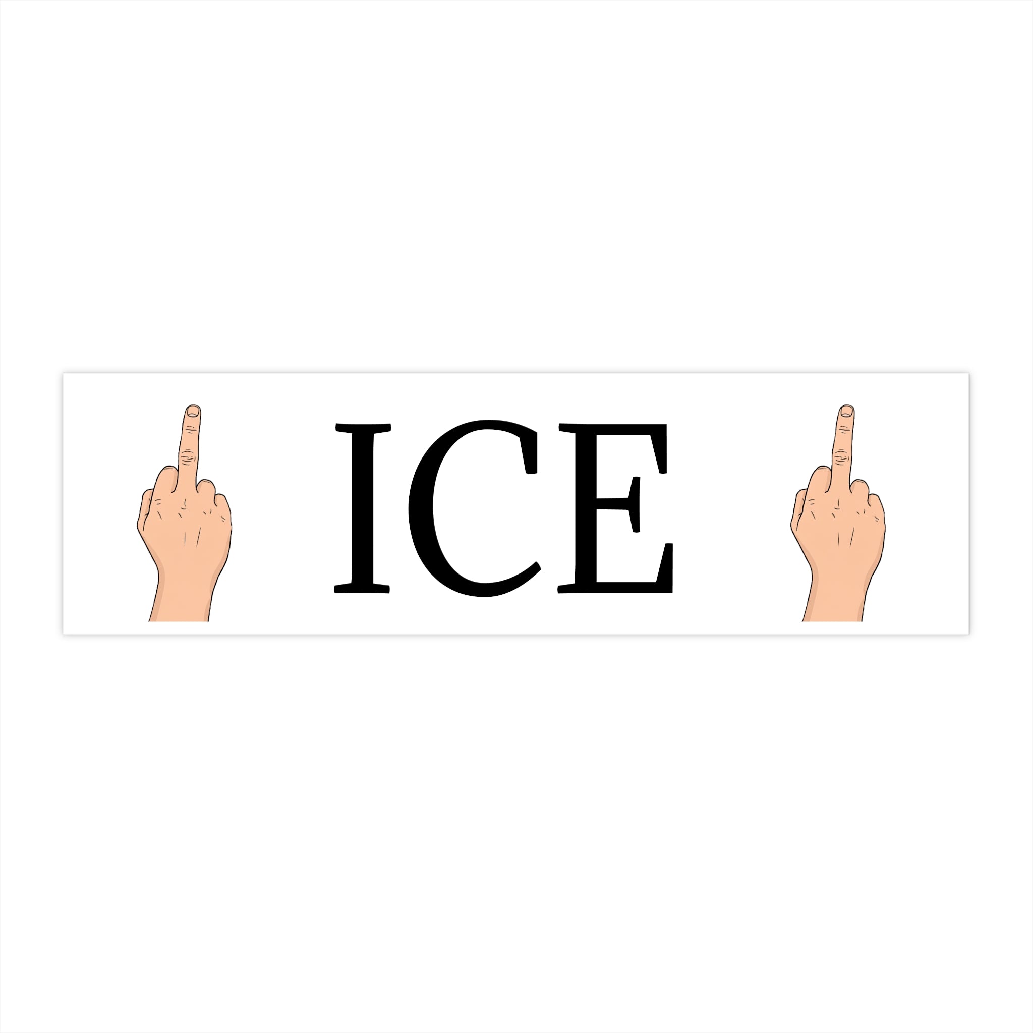 Bumper Sticker — 'ICE' with Middle Finger Graphics, Humorous Anti-ICE Protest Decal